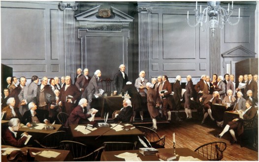 Tranh minh họa Hội nghị Lập hiến Philadenphia năm 1787. Ảnh: whenintime.com