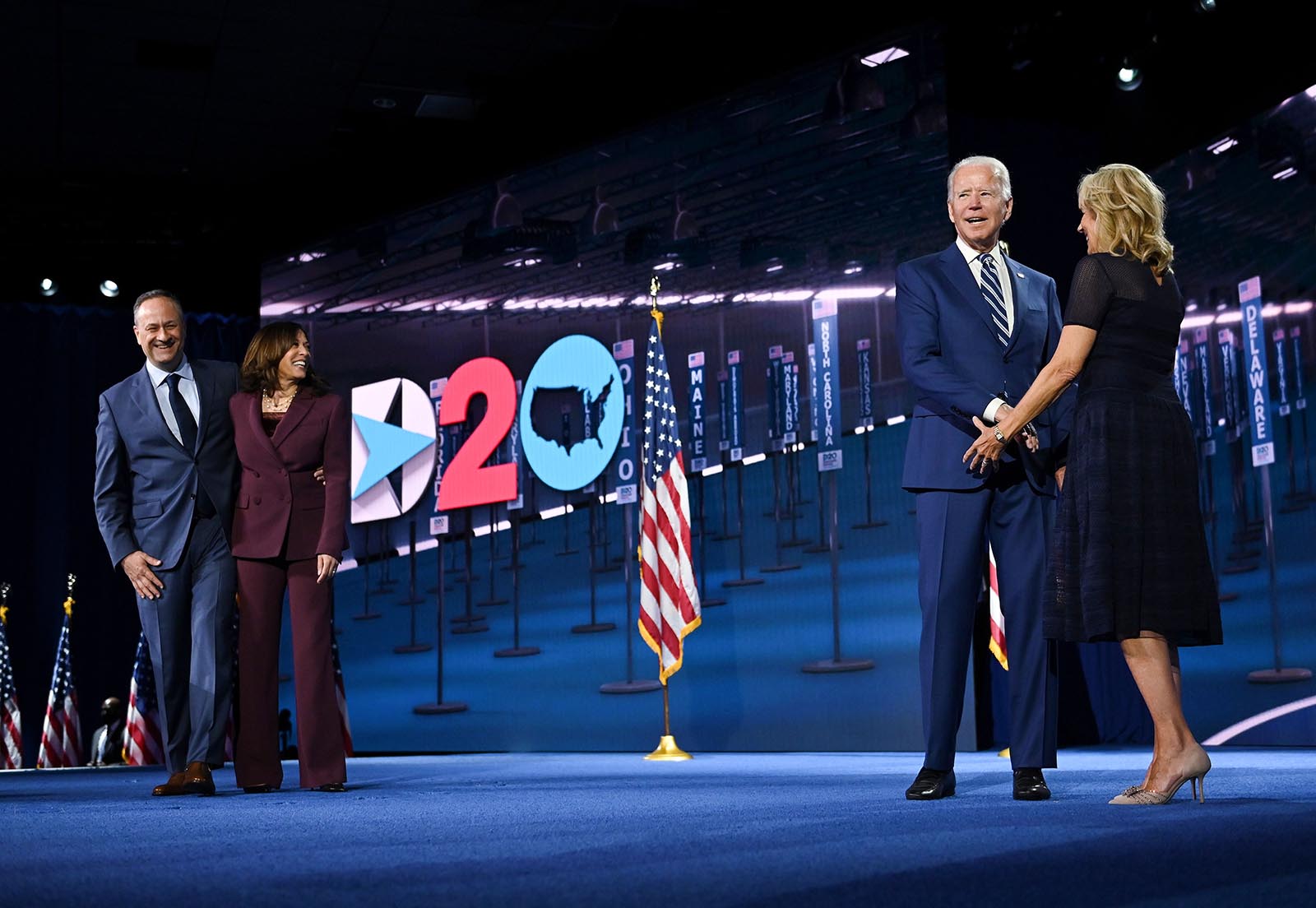 Hai ứng cử viên Joe Biden và Kamala Harris tại Đại hội Quốc gia Đảng Dân chủ ngày 19/8/2020. Ảnh: AFP.