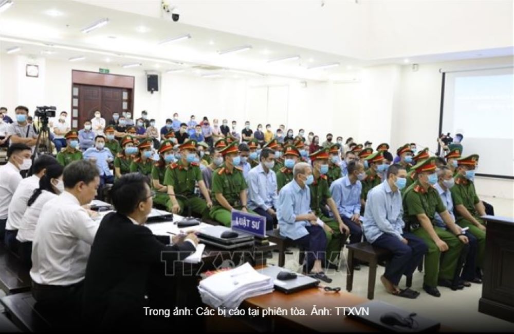 Quang cảnh phiên tòa sơ thẩm vụ án Đồng Tâm, sáng ngày 7/9/2020. Ảnh: TTXVN.