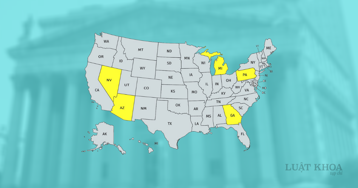 5 bang TT Trump đang tranh chấp phiếu bầu: Nevada, Arizona, Michigan, Pennsylvania, và Georgia. Đồ họa: Luật Khoa.